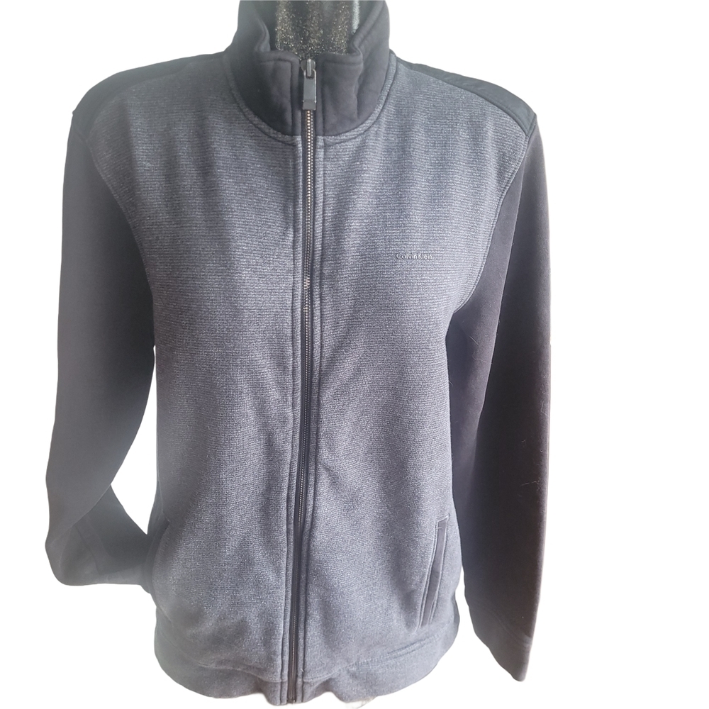Calvin Klein Mens Black and Grey Light Zip Up Jacket Size M